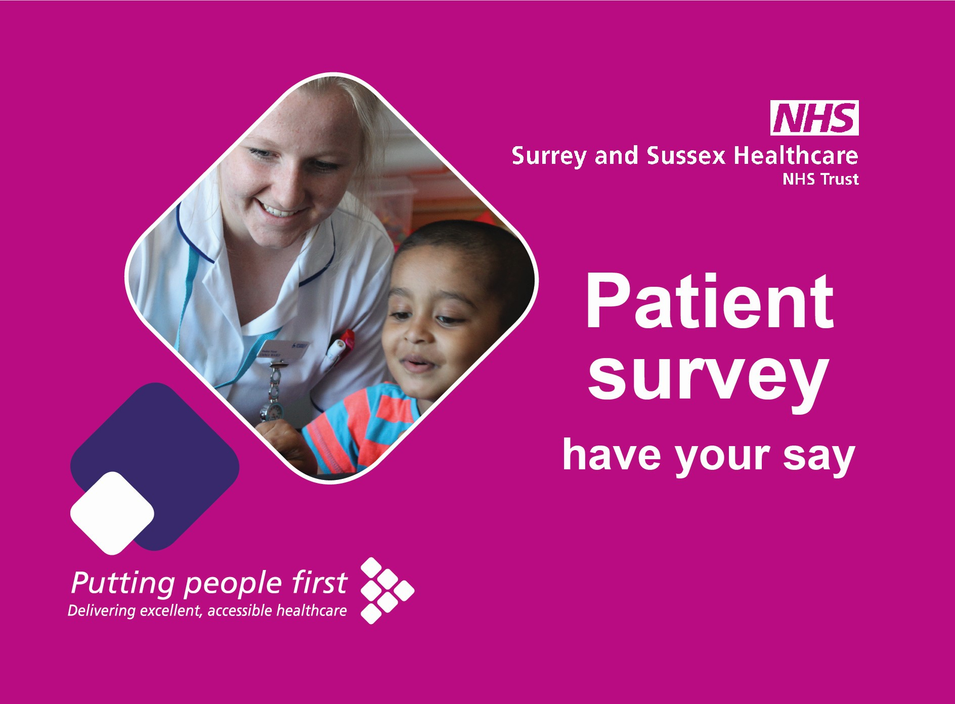 Patient survey invitation card pink