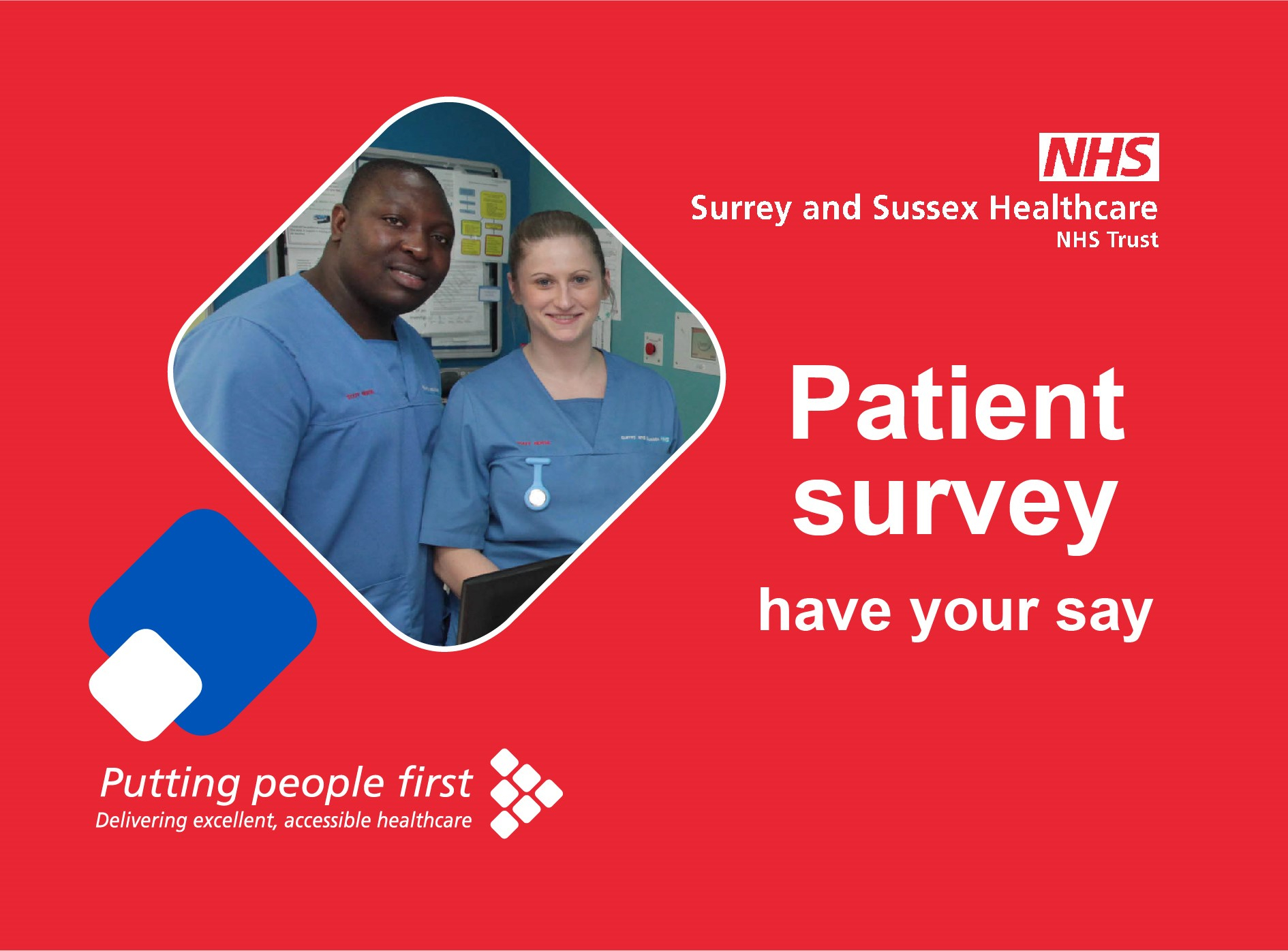 Patient survey invitation card red