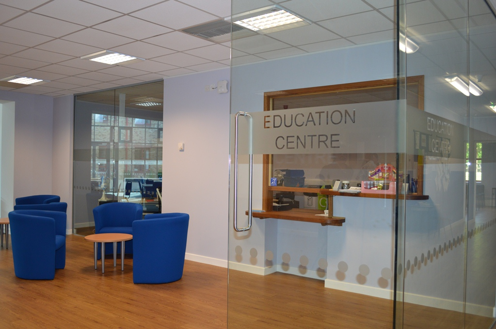 The Education Centre door and chairs