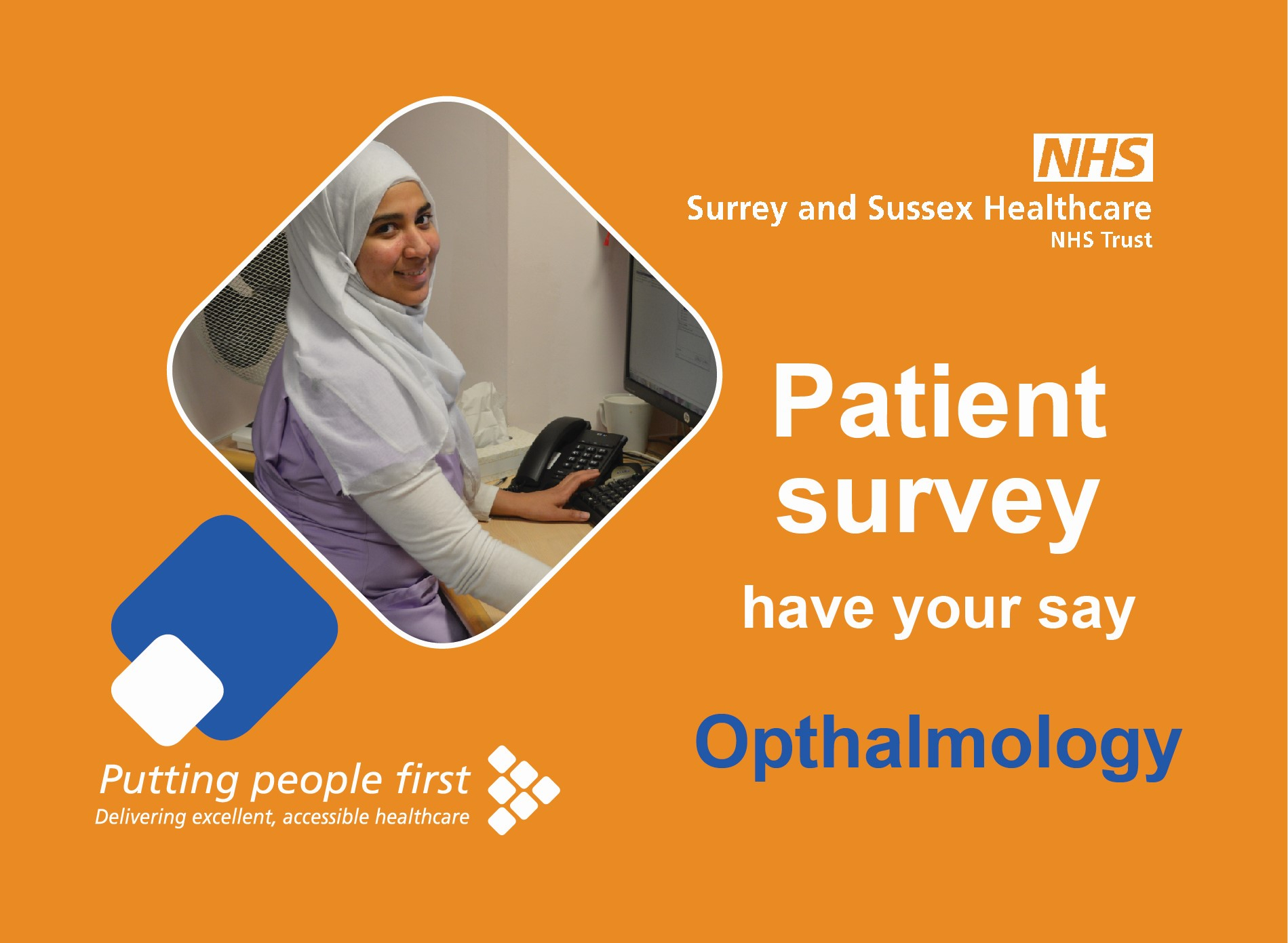 Patient survey invitation card orange