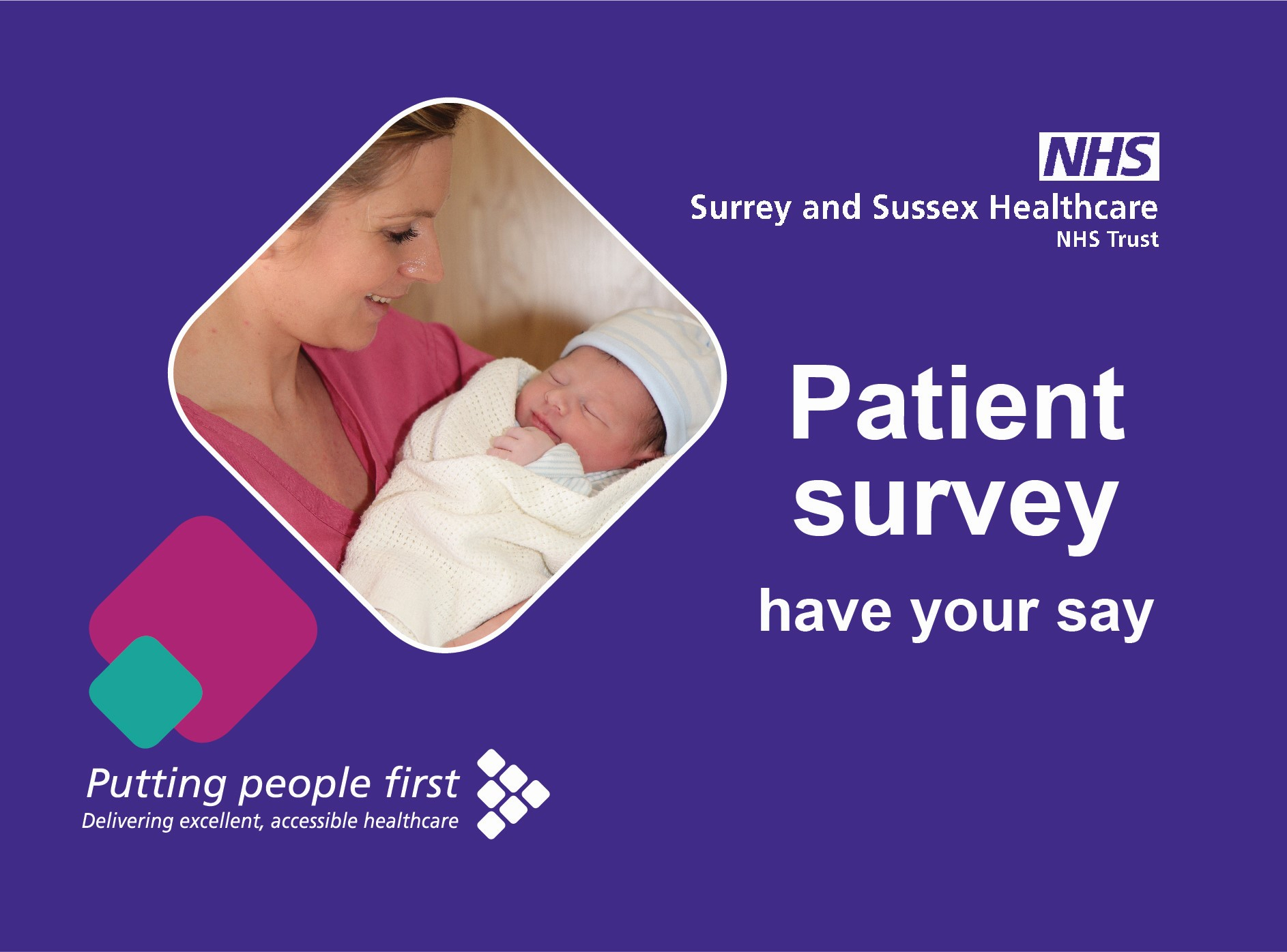 Patient survey invitation card purple