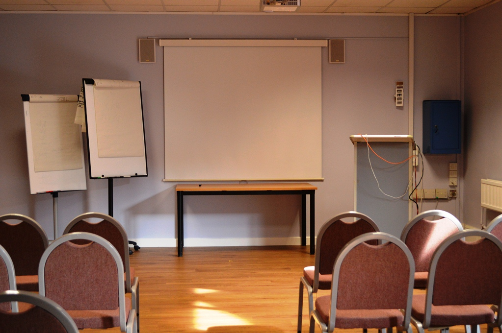 The Education Centre room with a projector screen